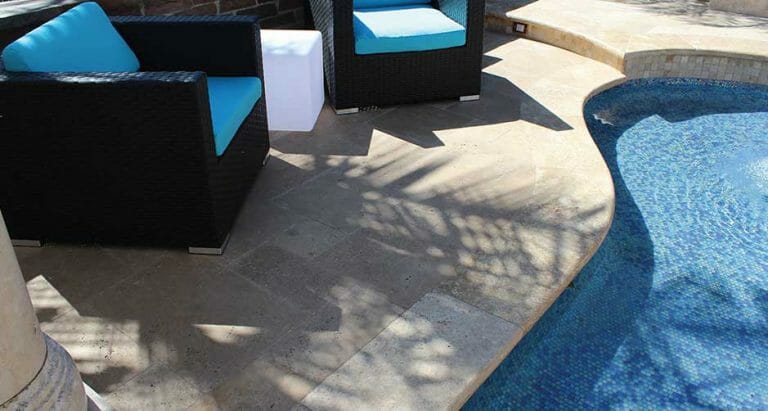 Ivory Travertine Tumbled Edge Pool Coping Pool Coping Tiles Non