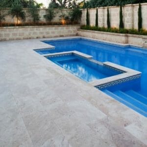 Ivory Travertine pool coping tiles and pool pavers - POOL COPING TILES ...